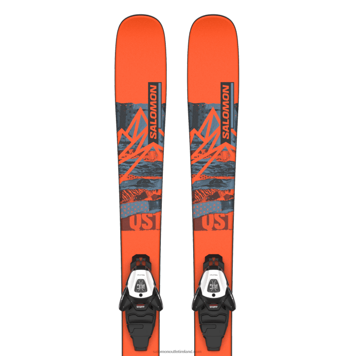 Flame/Copen Blue/Black 0600F1365 Junior - Kids' Freestyle Ski Package - Qst Spark M (And L6) Salomon