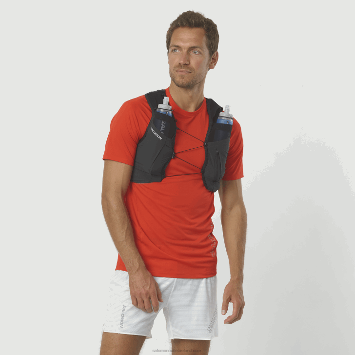 Black/Ebony 0600F338 Men's Running Vest with flasks included - Sense Pro 5 Salomon