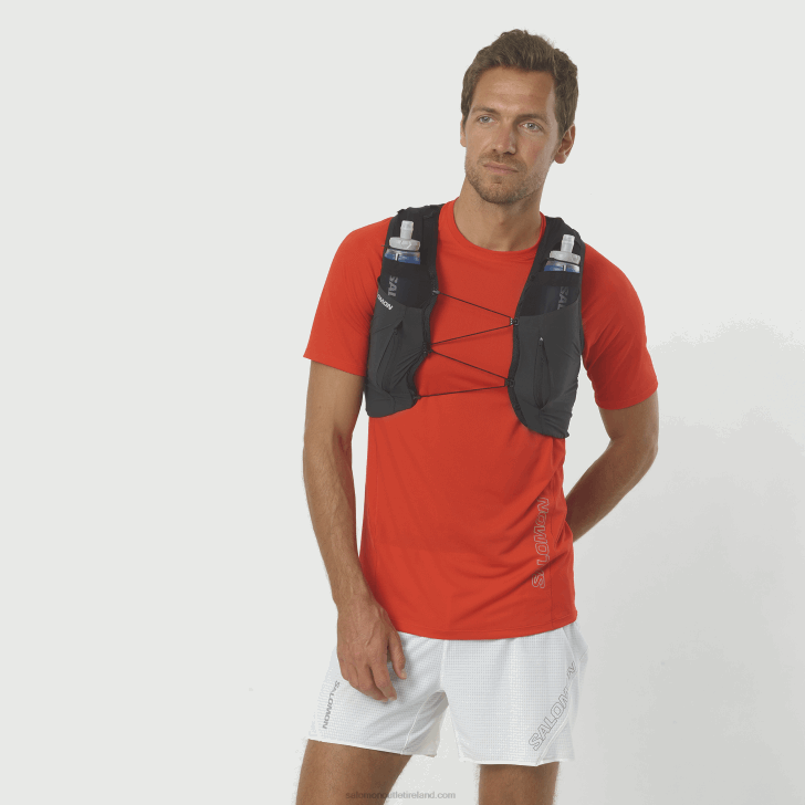 Black/Ebony 0600F341 Men's Running Vest with flasks included - Sense Pro 10 Salomon