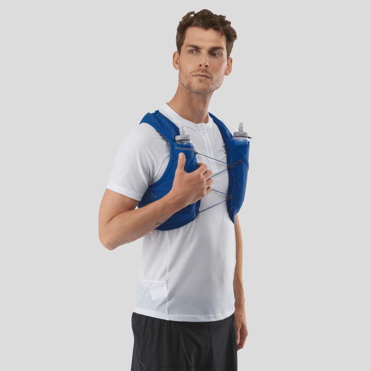 Nautical Blue/Ebony/White 0600F318 Men's Running Vest with flasks included - Adv Skin 5 Salomon