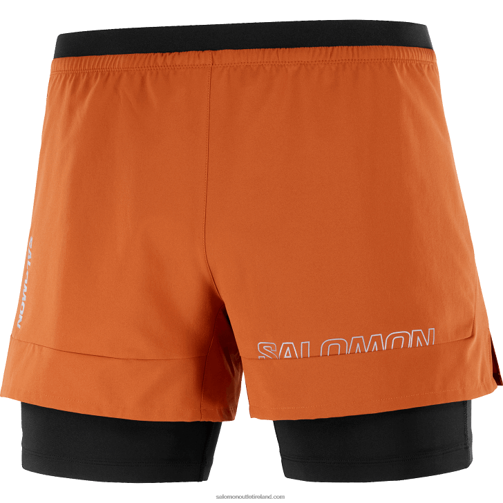 Burnt Ochre/Deep Black 0600F279 Men's Shorts - Cross 2In1 Salomon