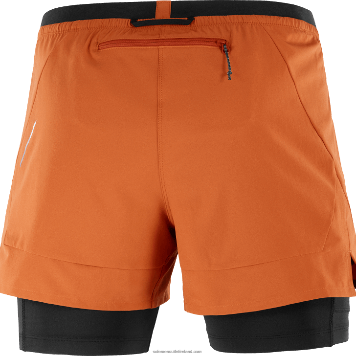 Burnt Ochre/Deep Black 0600F279 Men's Shorts - Cross 2In1 Salomon