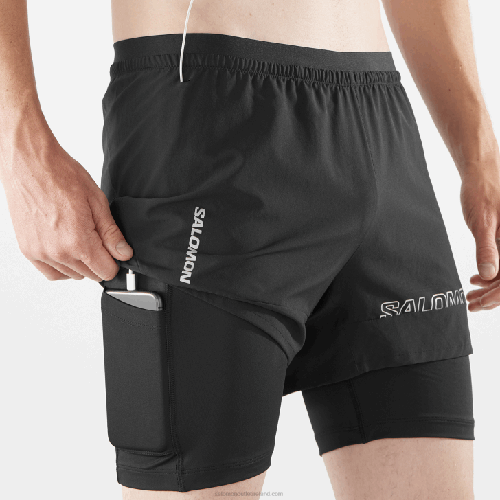 Deep Black 0600F281 Men's Shorts - Cross 2In1 Salomon