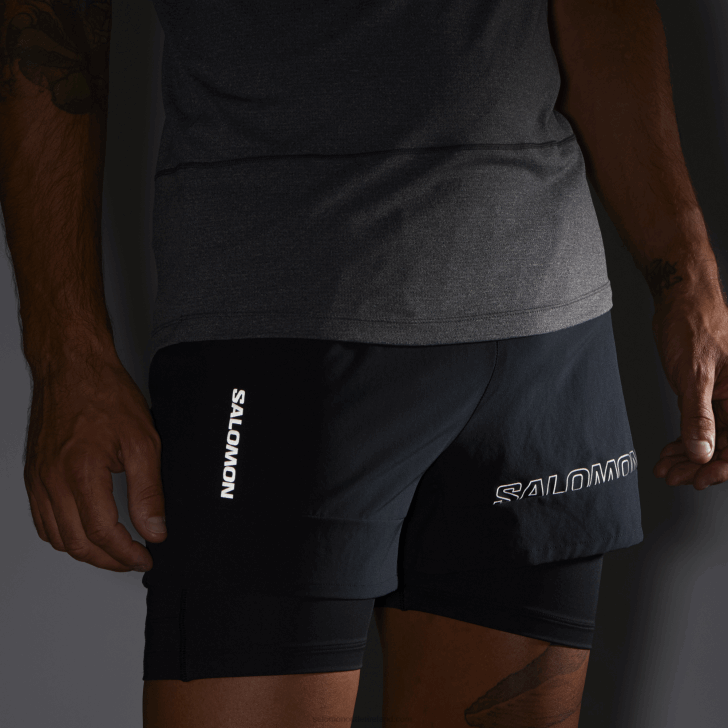 Deep Black 0600F281 Men's Shorts - Cross 2In1 Salomon