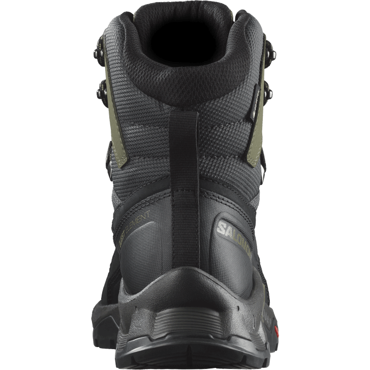 Black/Deep Lichen Green/Olive Night 0600F51 Men's Leather Hiking Boots - Quest Element Gore-Tex Salomon