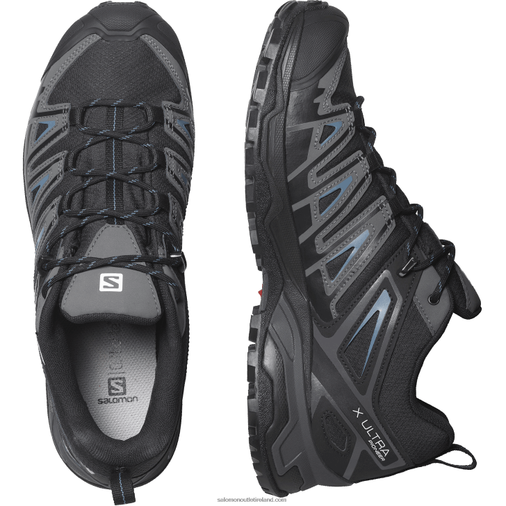 Black/Magnet/Bluesteel 0600F38 Men's Hiking Shoes - X Ultra Pioneer Clima Waterproof Salomon