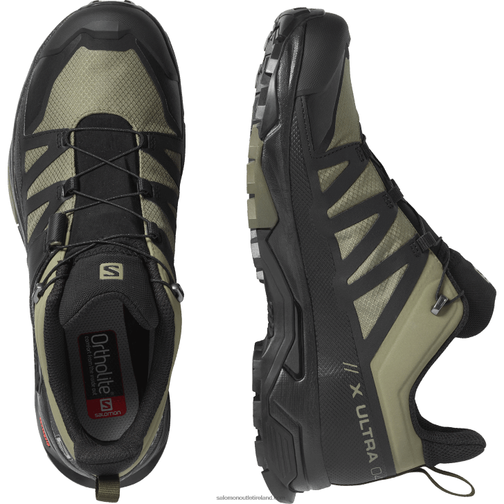 Deep Lichen Green/Black/Olive Night 0600F16 Men's Hiking Shoes - X Ultra 4 Gore-Tex Salomon