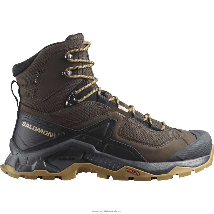 Delicioso/Black/Dull Gold 0600F49 Men's Leather Hiking Boots - Quest Element Gore-Tex Salomon