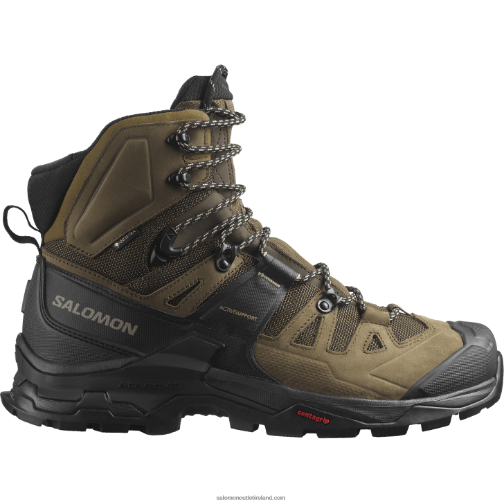 Desert Palm/Black/Kelp 0600F6 Men's Leather Hiking Boots - Quest 4 Gore-Tex Salomon