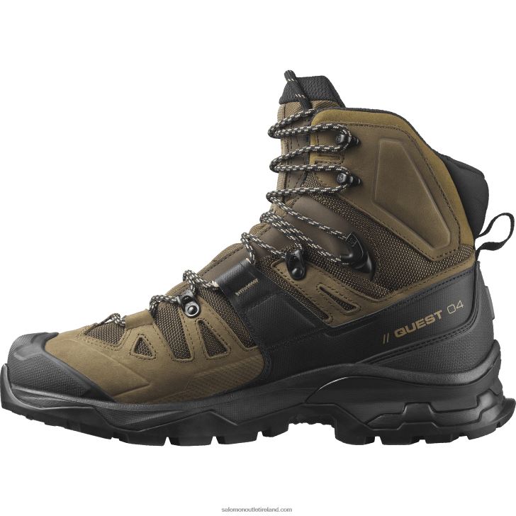 Desert Palm/Black/Kelp 0600F6 Men's Leather Hiking Boots - Quest 4 Gore-Tex Salomon