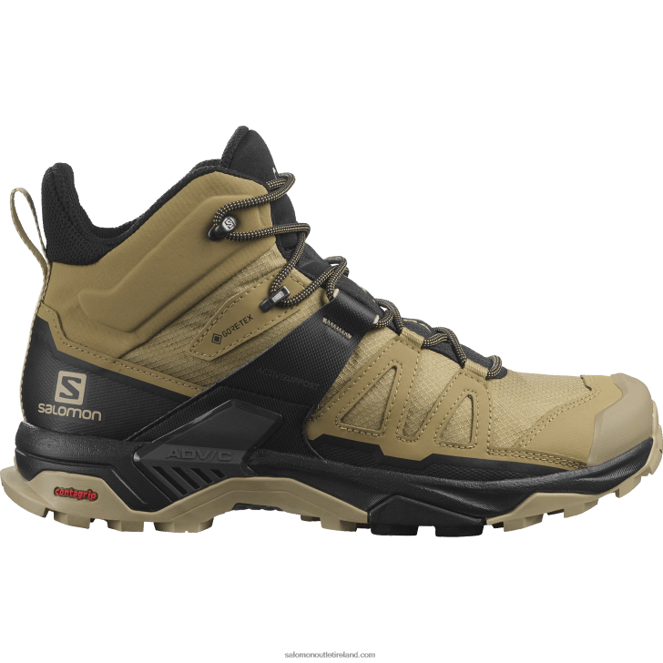 Kelp/Black/Safari 0600F12 Men's Hiking Boots - X Ultra 4 Mid Gore-Tex Salomon