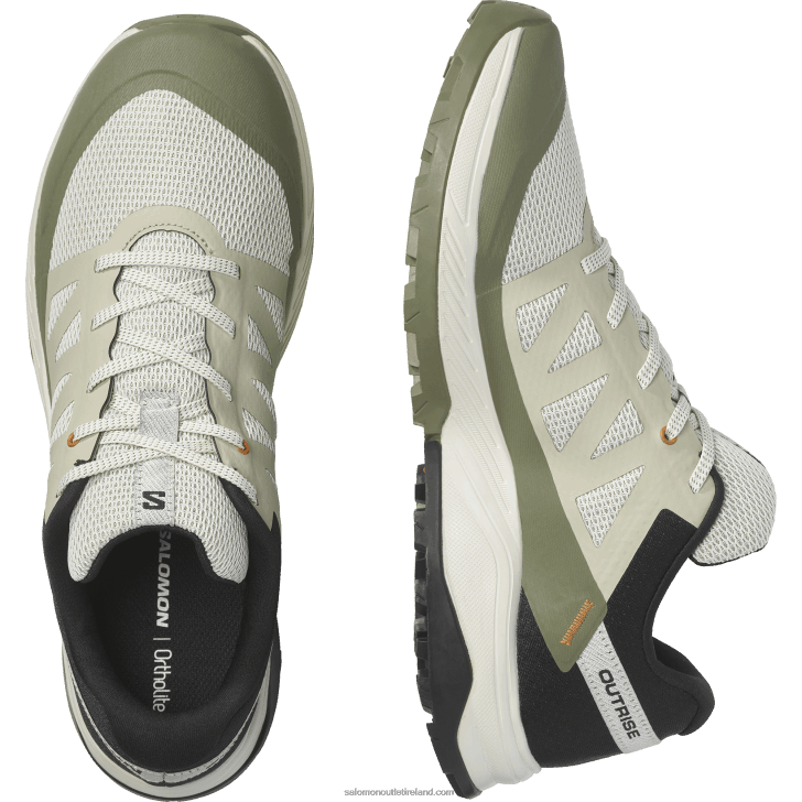 Moss Gray/Deep Lichen Green/Sugar Almond 0600F24 Men's Hiking Shoes - Outrise Salomon