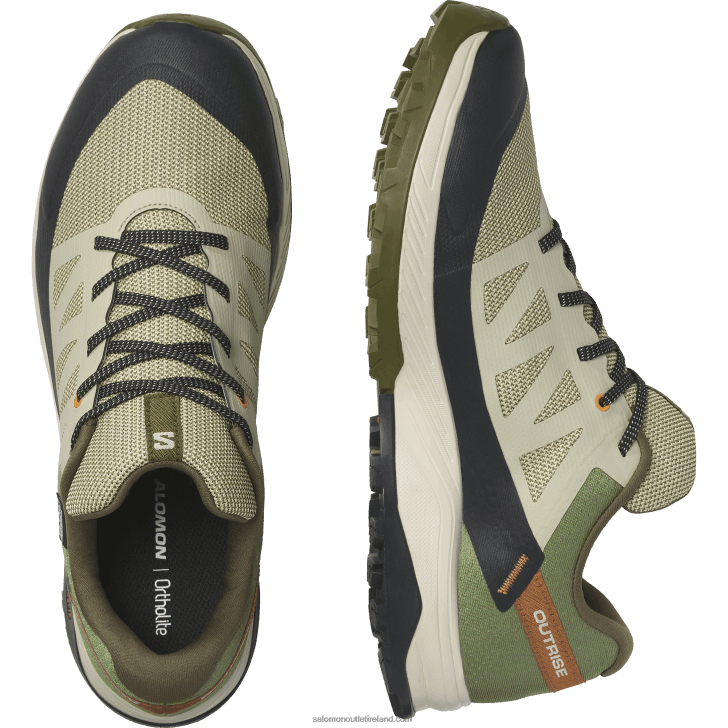 Moss Gray/Olive Night/Sugar Almond 0600F54 Men's Hiking Shoes - Outrise Clima Waterproof Salomon