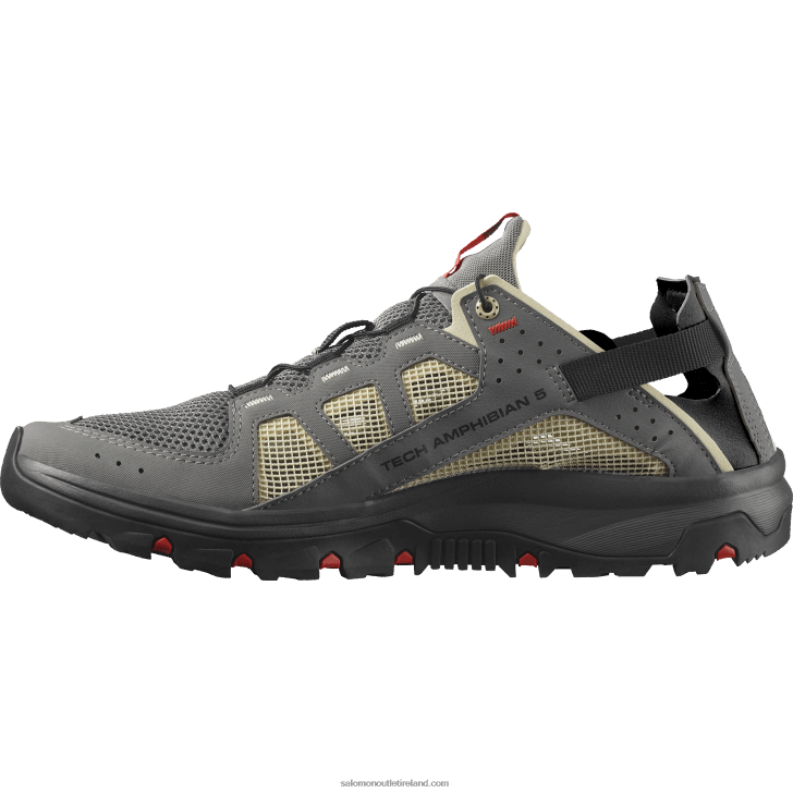 Pewter/Moth/Fiery Red 0600F3 Men's Water Shoes - Techamphibian 5 Salomon