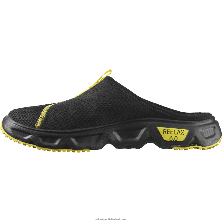 Black/Buttercup 0600F1488 Men's Recovery Shoes - Reelax Slide 6.0 Salomon