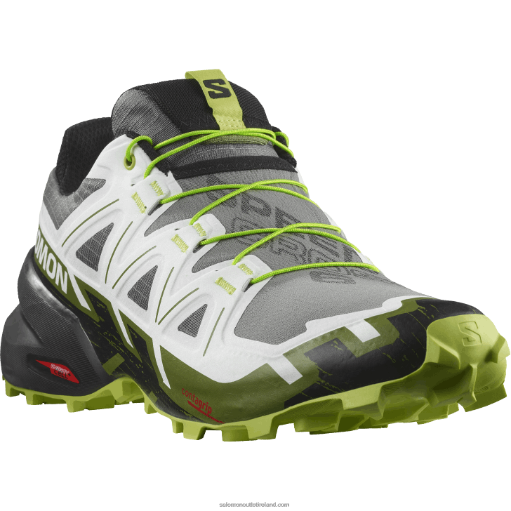 Black/White/Acid Lime 0600F1457 Men's Trail Running Shoes - Speedcross 6 Salomon