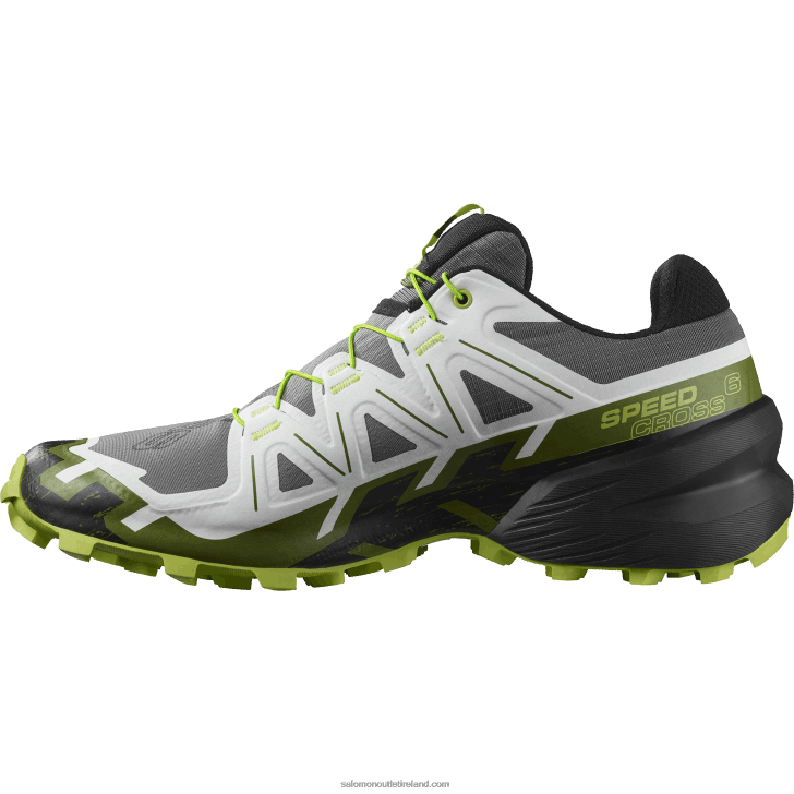 Black/White/Acid Lime 0600F1457 Men's Trail Running Shoes - Speedcross 6 Salomon