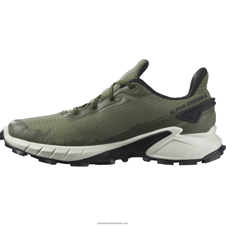 Deep Lichen Green/Vanilla Ice/Olive Night 0600F1476 Men's Trail Running Shoes - Alphacross 4 Gore-Tex Salomon