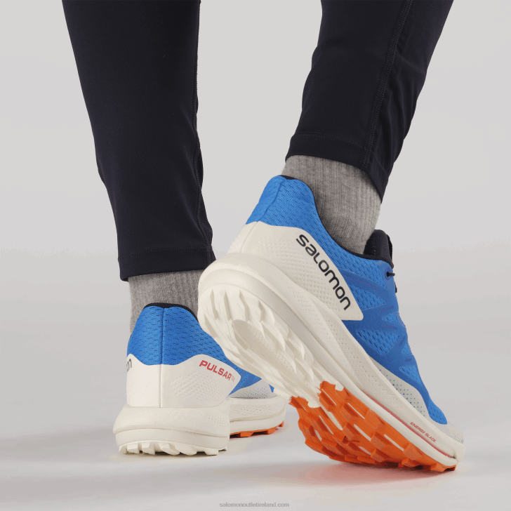 Indigo Bunting/Vanilla Ice/Vibrant Orange 0600F1458 Men's Trail Running Shoes - Pulsar Trail Salomon