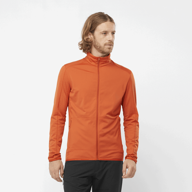Burnt Ochre 0600F553 Men's Full Zip Midlayer Jacket - Essential Lightwarm Salomon