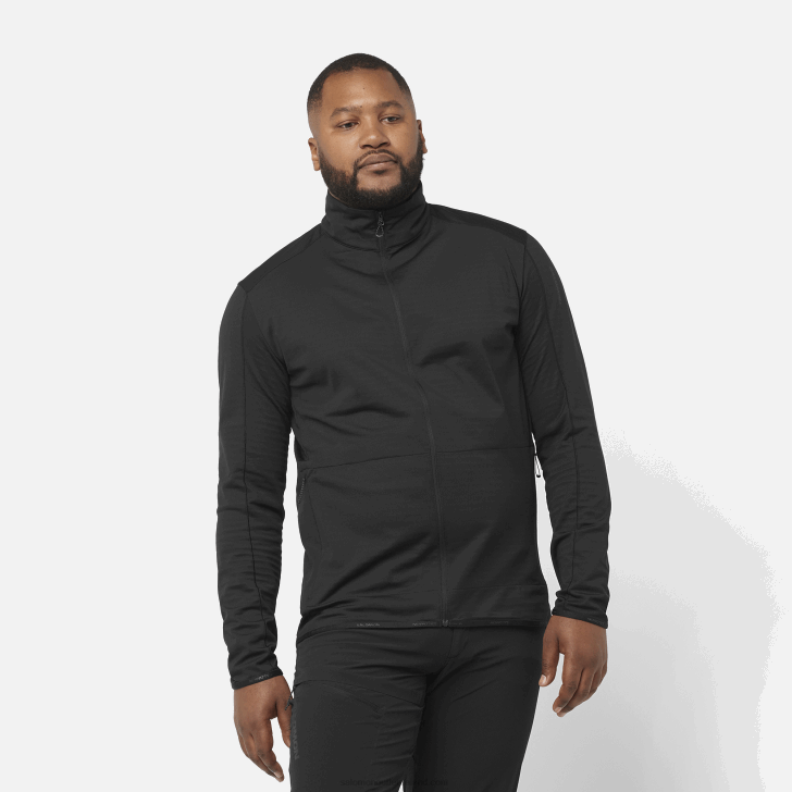 Deep Black 0600F556 Men's Full Zip Midlayer Jacket - Essential Lightwarm Salomon