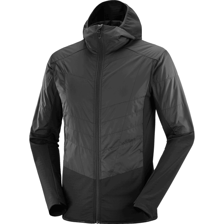 Deep Black 0600F559 Men's Midlayer Jacket with hood - Outline All Season Hybrid Salomon