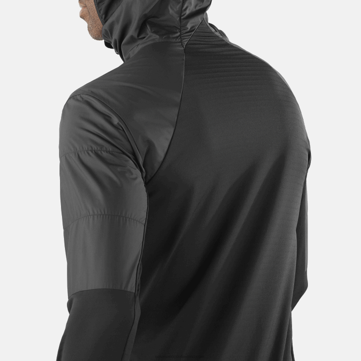 Deep Black 0600F559 Men's Midlayer Jacket with hood - Outline All Season Hybrid Salomon
