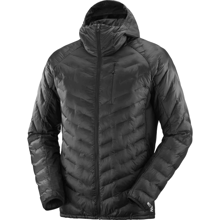 Deep Black 0600F1087 Men's Insulated Hooded Jacket - Outline Primaloft Salomon