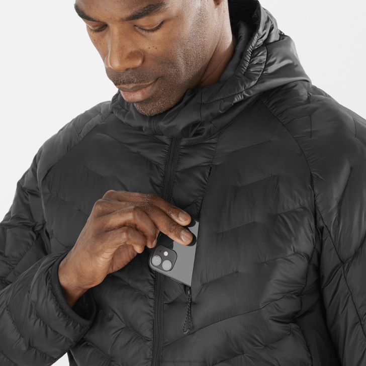 Deep Black 0600F1087 Men's Insulated Hooded Jacket - Outline Primaloft Salomon