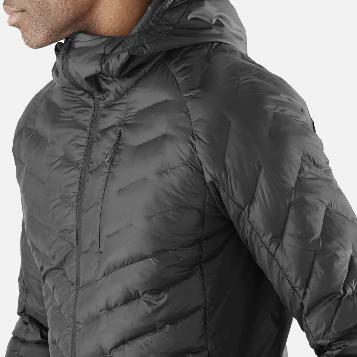 Deep Black 0600F1087 Men's Insulated Hooded Jacket - Outline Primaloft Salomon