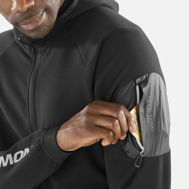 Deep Black/White 0600F1110 Men's Full Zip Midlayer Jacket - Equipe Salomon