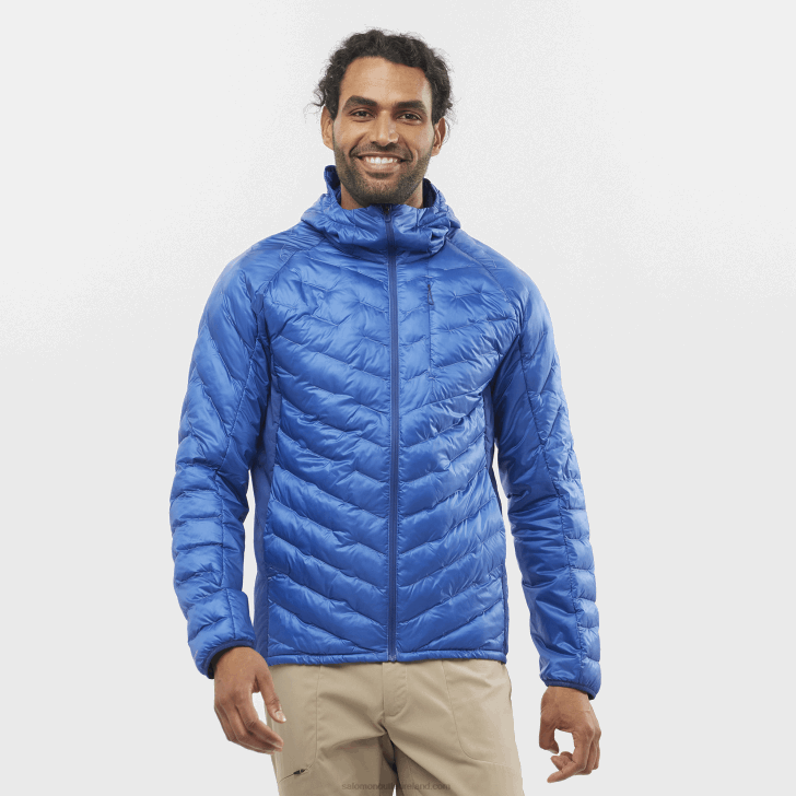 Nautical Blue/Navy Peony 0600F1089 Men's Insulated Hooded Jacket - Outline Primaloft Salomon