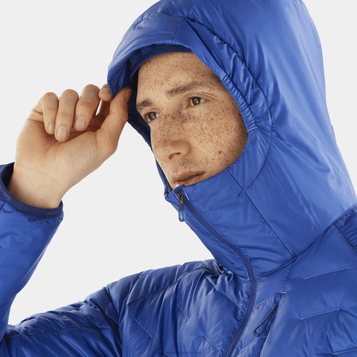 Nautical Blue/Navy Peony 0600F1089 Men's Insulated Hooded Jacket - Outline Primaloft Salomon