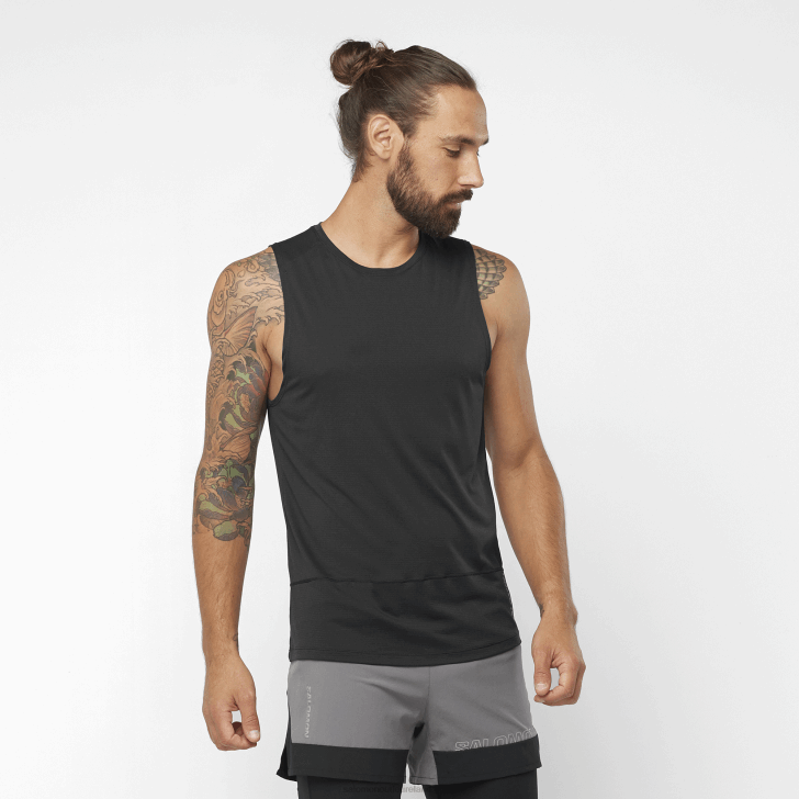 Deep Black 0600F226 Men's Tank - Cross Run Salomon