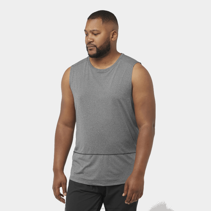 Deep Black/Heather 0600F229 Men's Tank - Cross Run Salomon