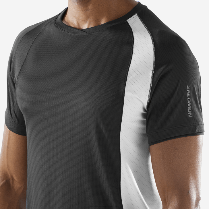 Deep Black/White 0600F243 Men's Short Sleeve T-Shirt - Equipe Salomon