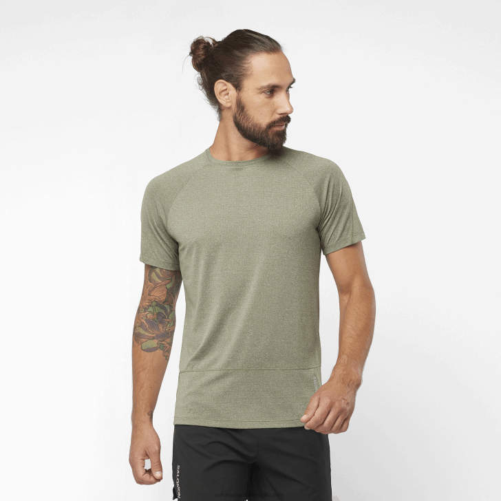 Grape Leaf/Heather 0600F237 Men's Short Sleeve T-Shirt - Cross Run Salomon