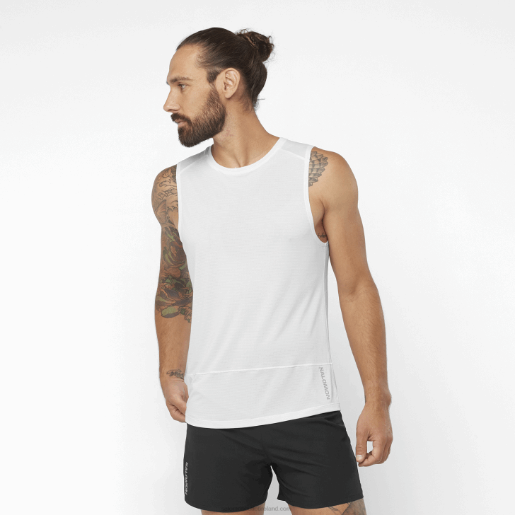 White 0600F228 Men's Tank - Cross Run Salomon