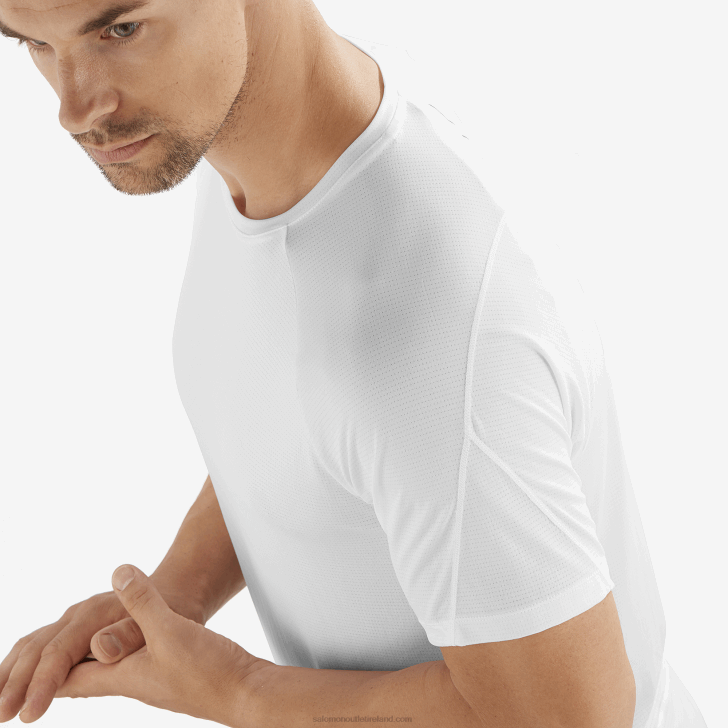White 0600F234 Men's Short Sleeve T-Shirt - Cross Run Salomon