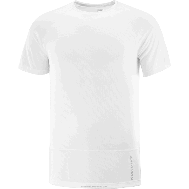 White 0600F234 Men's Short Sleeve T-Shirt - Cross Run Salomon