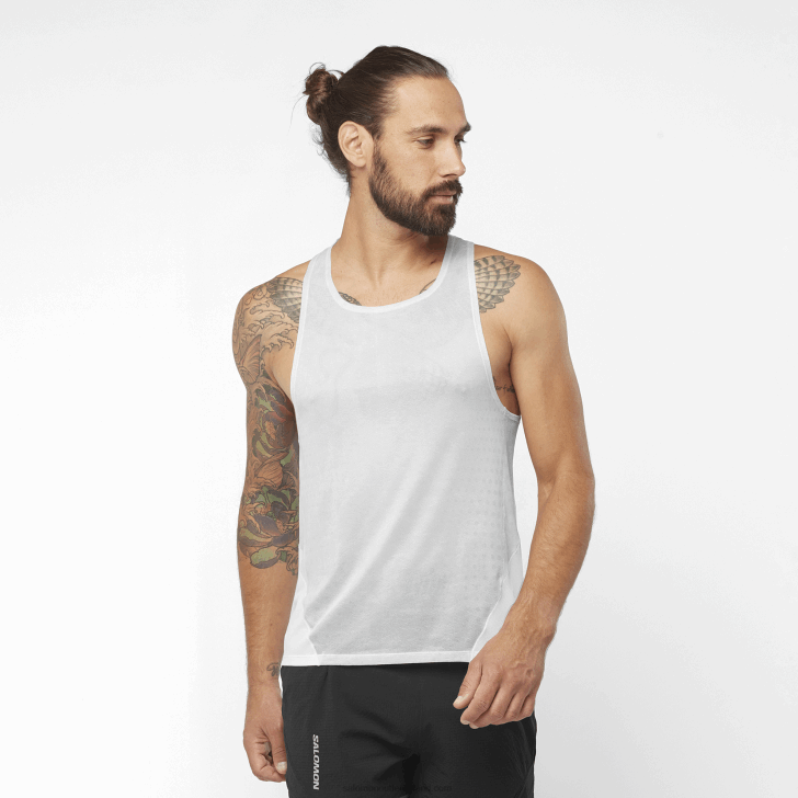 White/Oyster Mushroom 0600F1194 Men's Tank - Sense Aero Salomon