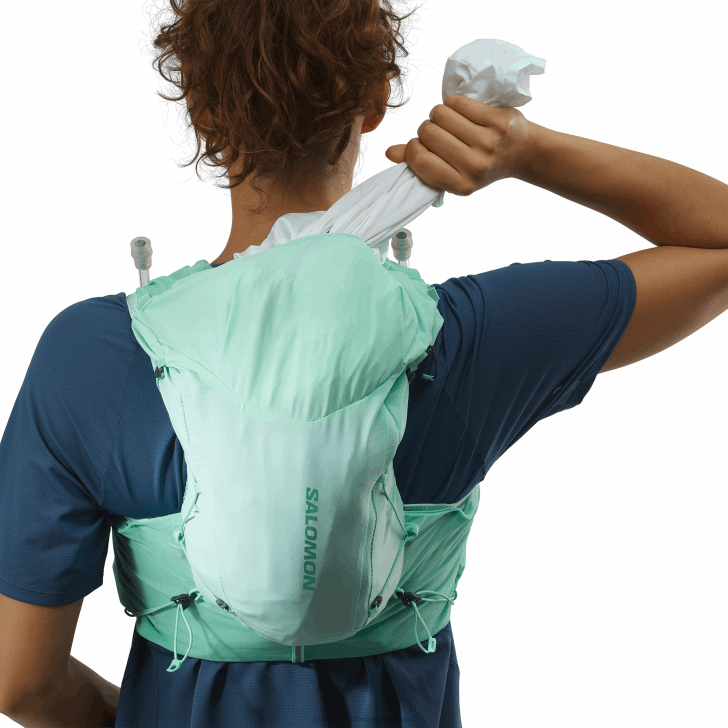 Beach Glass/Ebony/Pool Blue 0600F965 Women's Running Vest with flasks included - Adv Skin 12 Salomon