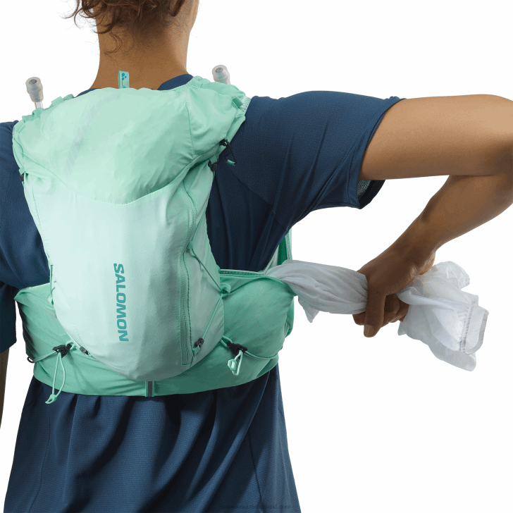 Beach Glass/Ebony/Pool Blue 0600F965 Women's Running Vest with flasks included - Adv Skin 12 Salomon