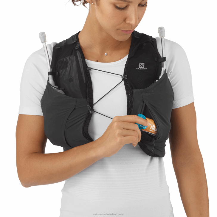 Black/Ebony 0600F976 Women's Running Vest with flasks included - Sense Pro 5 Salomon