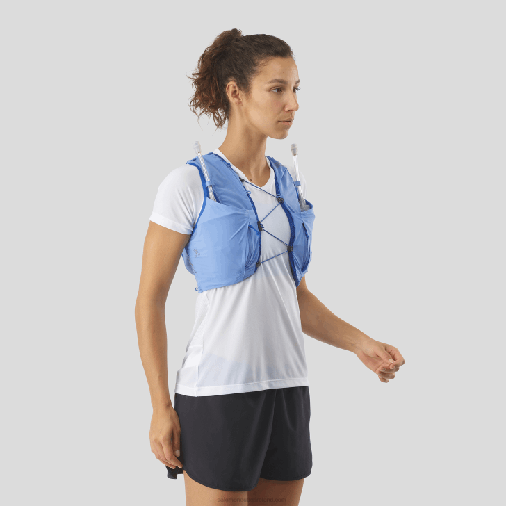 Provence/Ebony/Nautical Blue 0600F978 Women's Running Vest with flasks included - Sense Pro 10 Salomon