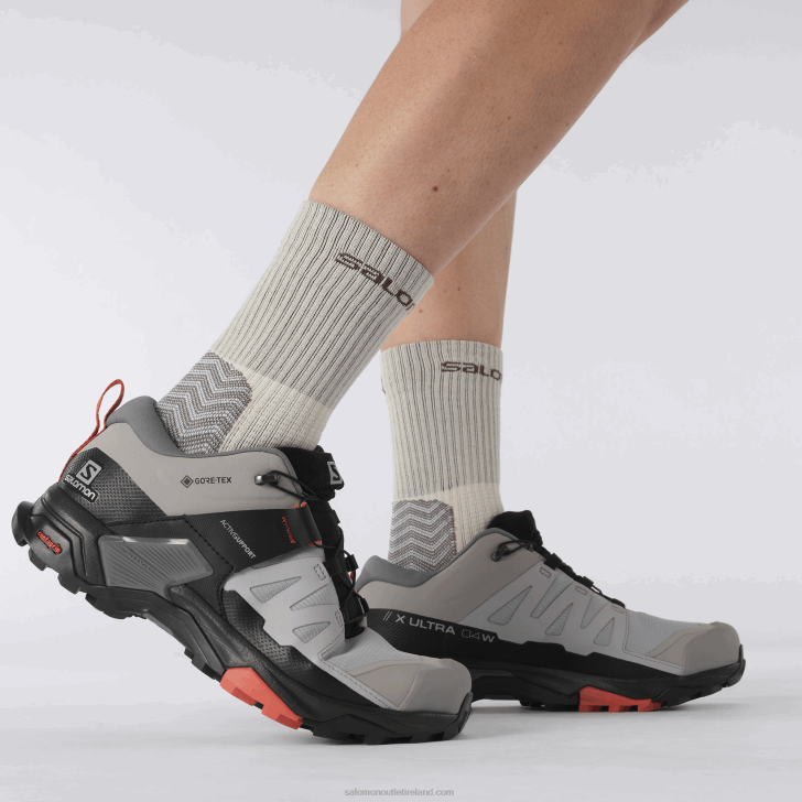 Alloy/Quiet Shade/Burnt Sienna 0600F739 Women's Hiking Shoes - X Ultra 4 Wide Gore-Tex Salomon