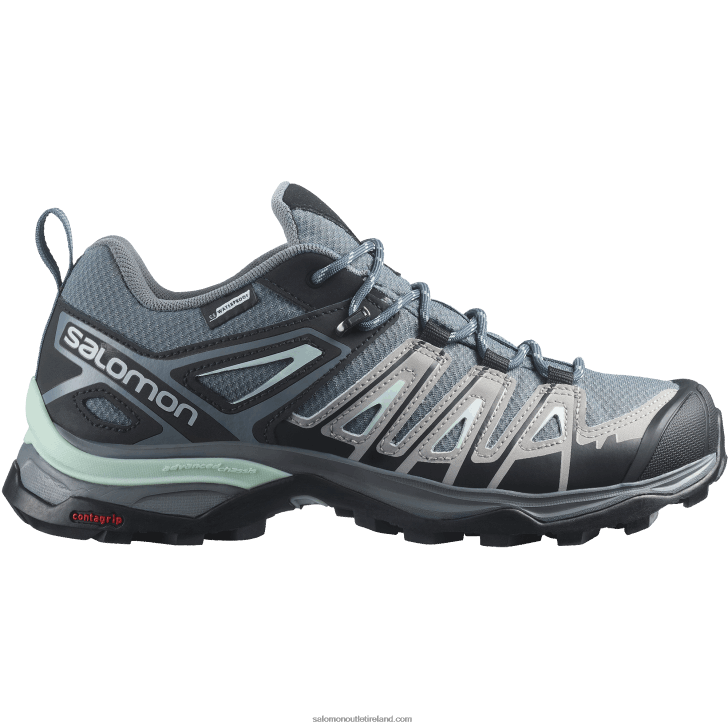 Stormy Weather/Alloy/Yucca 0600F1130 Women's Hiking Shoes - X Ultra Pioneer Clima Waterproof Salomon