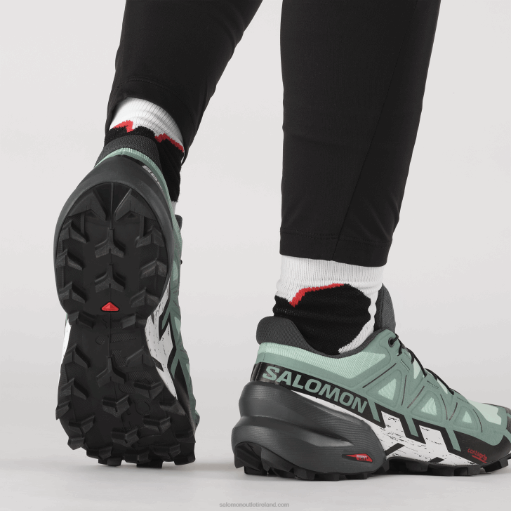 Yucca/Ebony/White 0600F1505 Women's Trail Running Shoes - Speedcross 6 Salomon