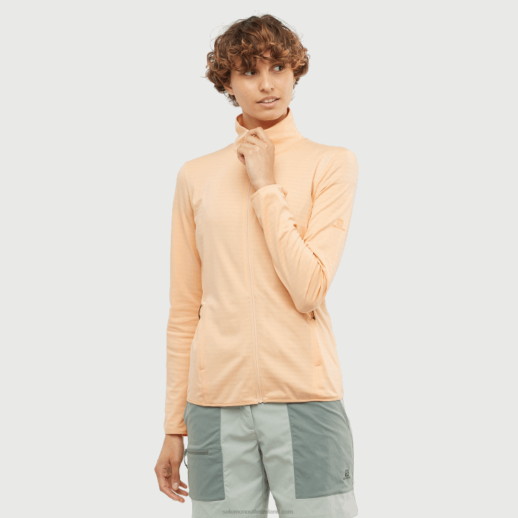 Apricot Ice 0600F865 Women's Full Zip Midlayer Jacket - Essential Lightwarm Salomon