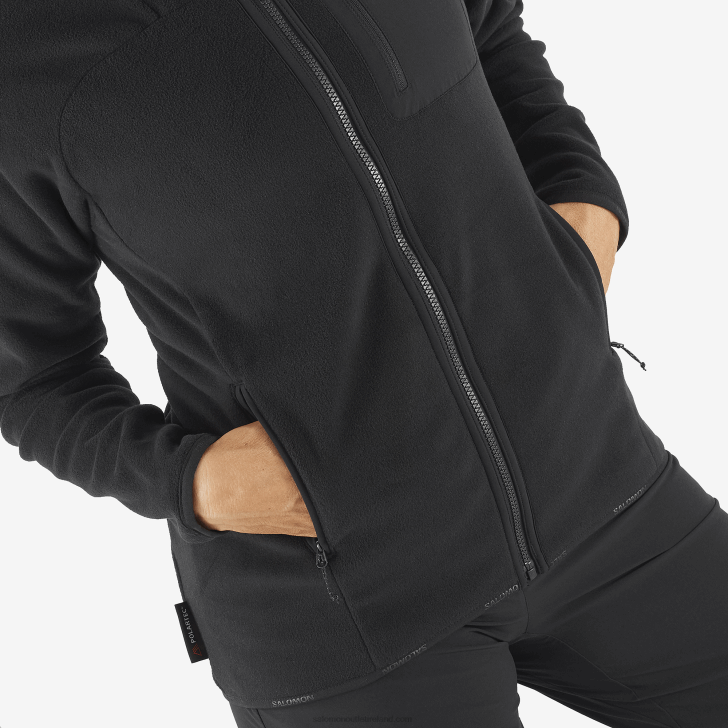 Deep Black 0600F861 Women's Midlayer Jacket Hoodie - Outline Polartec Salomon